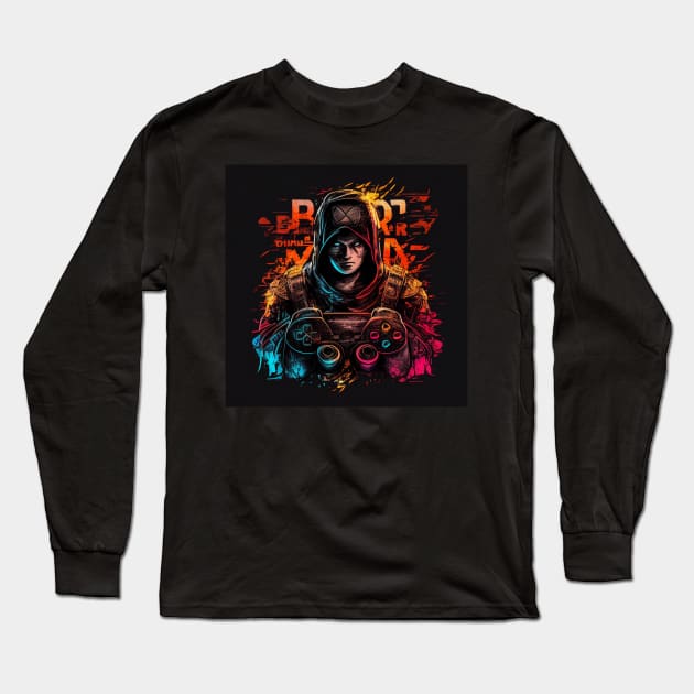 gamer Long Sleeve T-Shirt by Sanzida Design